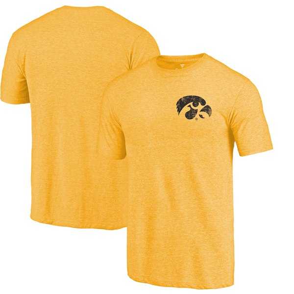 Iowa Hawkeyes Fanatics Branded Yellow Heather Left Chest Distressed Logo Tri Blend T-Shirt,We sell and wholesale Iowa Hawkeyes Fanatics Branded Yellow Heather Left Chest Distressed Logo Tri Blend T-Shirt on line form chian!